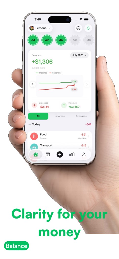 DaySpends home balance on iPhone